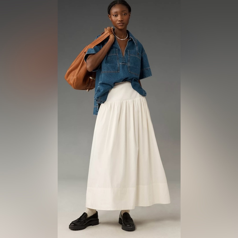 Maeve by Anthropologie drop waist poplin skirt